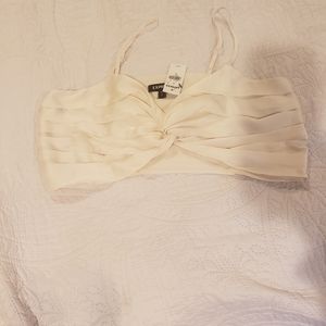 Express Satin crop twist front top sz M